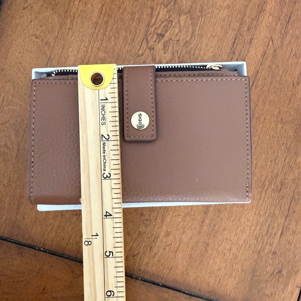 Lodis 1965 Womens Tan Premium Top Grain Leather RFID Bifold Wallet New in Box - Picture 7 of 7